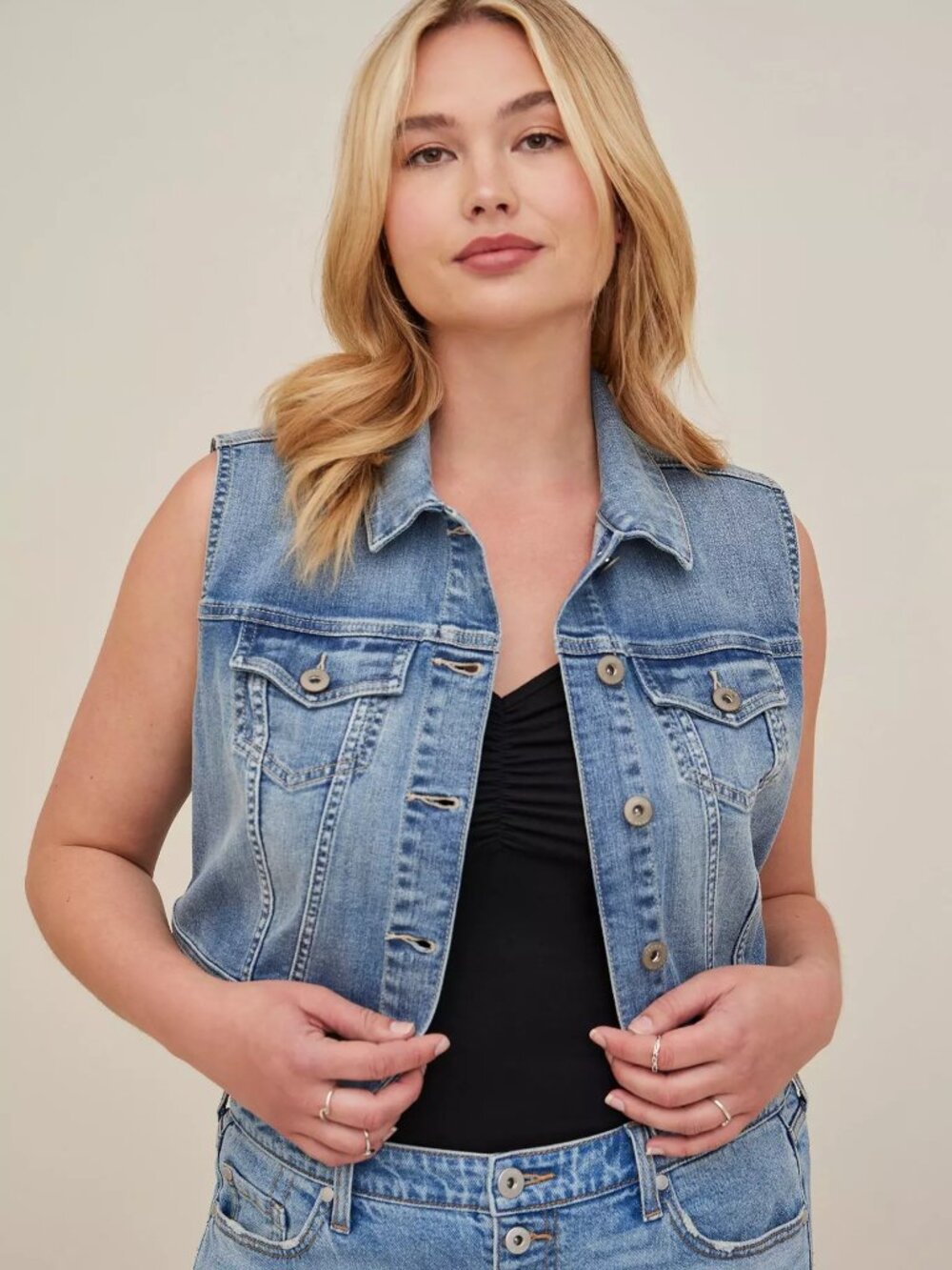 Denim Crop Vest
